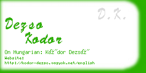 dezso kodor business card